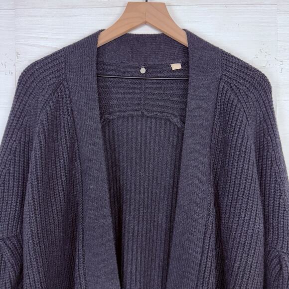 Anthropologie Knitted & Knotted Long Cardigan M Gray Wool Blend Cozy Chunky Fall - Picture 3 of 16
